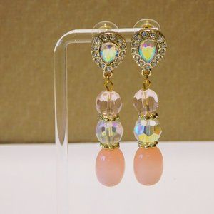 Handmade Pink Glass Beaded Earrings